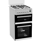 Beko EDG507W 50cm Twin Cavity Gas Cooker with Gas Hob - White