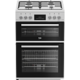 Beko EDG6231W  60cm Twin Cavity Gas Cooker with Enamel Hob - White