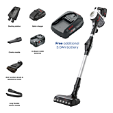 Bosch BCS712GBKIT Unlimited 7 BCS712GB Cordless Vacuum Cleaner - 80 minutes run time - White & Black PLUS Battery