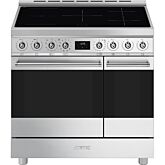 Smeg C92IPX2 90cm Silver Double Cavity Pyrolytic Cooker with Induction Hob