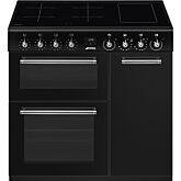 Smeg CX93IMBL 90cm Concert Electric Range Cooker with Induction Hob Top -  Black