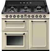 Smeg TR103P Cream 100Cm Victoria Dual Fuel Three Cavity Cooker With Gas Hob 