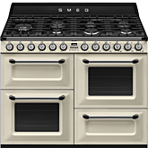 Smeg TR4110P1 110cm Dual Fuel Rangecooker with Triple Oven and Gas Hob - Cream
