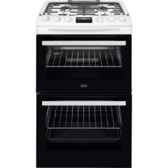 Aeg CGX1130ACW 55cm Double Oven Gas Cooker with Gas Hob - White