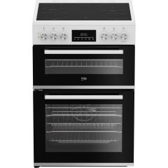 Beko EDC6731W 60cm Double Oven Electric Cooker with Vitroceramic Hob - White