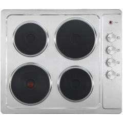 CATA UBSPH60KCR 4 Zone Solid Plate Silver Electric Hob