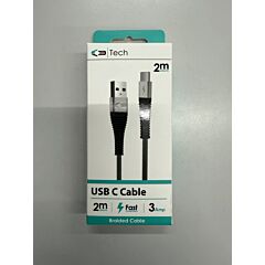 Generic 08086 Braided USB A - USB C 2M Charging Lead