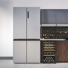 Haier HCR59F19ENMM 90.8cm 60/40 Frost Free American Fridge Freezer - Platinum Inox