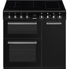 Smeg CX93IMBL 90cm Concert Electric Range Cooker with Induction Hob Top -  Black
