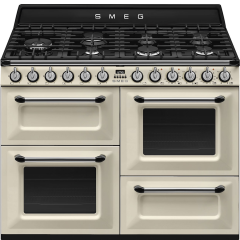 Smeg TR4110P1 110cm Dual Fuel Rangecooker with Triple Oven and Gas Hob - Cream