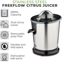 Tower T12062 100W Stainless Steel Citrus Juicer 