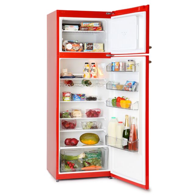 Montpellier MAB345R Retro Top Mount Fridge Freezer Red - 60cm - A+ 