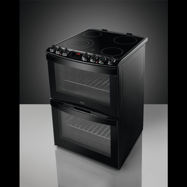 AEG CCB6740ACB 60cm Double Oven Electric Cooker with Ceramic Hob - Black