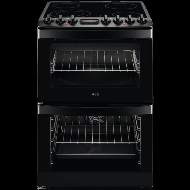 AEG CCB6740MCB 60cm Double Oven Electric Cooker with Ceramic Hob - Black