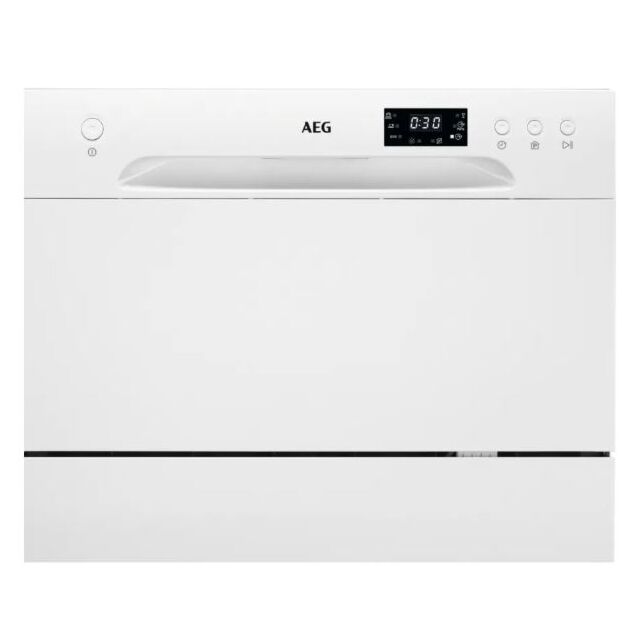Aeg FFB21200CW Compact Table Top dishwasher
Compact Countertop Dishwasher, F, 52dB, 6 Programmes, 4 Temperatures Electronic, Del