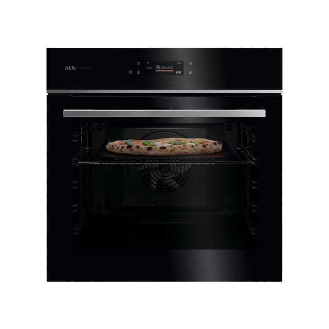 Aeg GX7PB63FSB 59.6Cm Built In Electric Single Oven - Pizzaexpert Gloss Black With Steel Trim