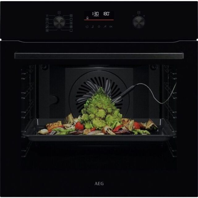 Aeg OS6AB50AK 6000 Sensecook Aqua Clean Enamel Single Built-In Oven - Black