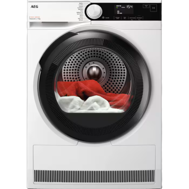Aeg TR739G4B 7000 SensiDry® Heat Pump 9 kg Tumble Dryer - White
Tumble dryer. 7000 Series, SensiDry technology. 9kg capacity, Easy iron, Bed linen and
