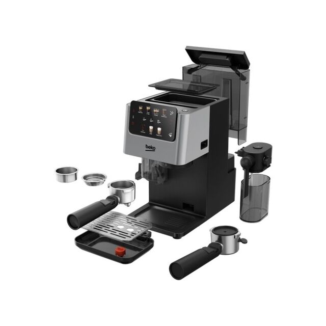 Beko CED7524X Espresso Machine with Integrated Grinder and Milk Cup - Silver