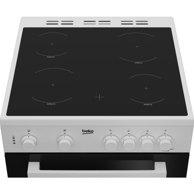 Beko ETC611W 60cm Twin Cavity Electric Cooker with Ceramic Hob - White