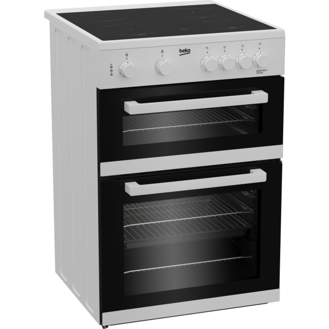 Beko ETC611W 60cm Twin Cavity Electric Cooker with Ceramic Hob - White