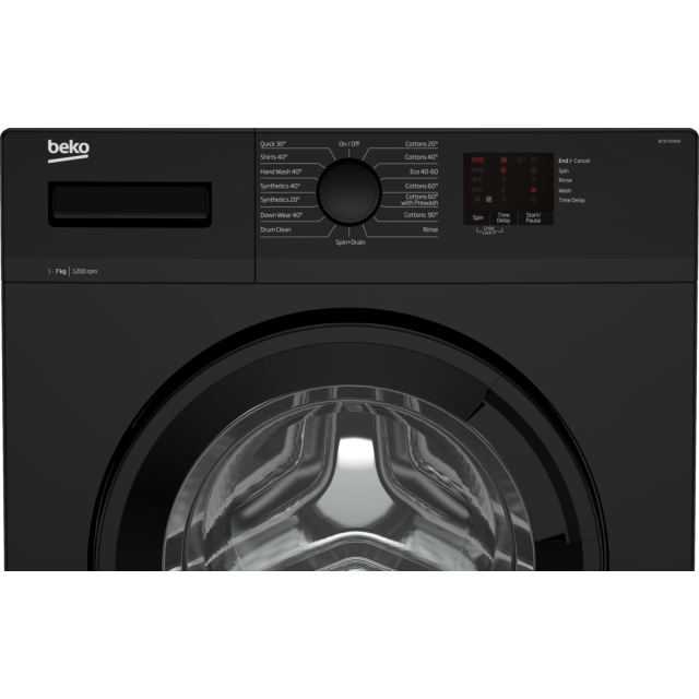 Beko WTK72041B 7kg 1200 Spin Washing Machine with Quick Programme - Black