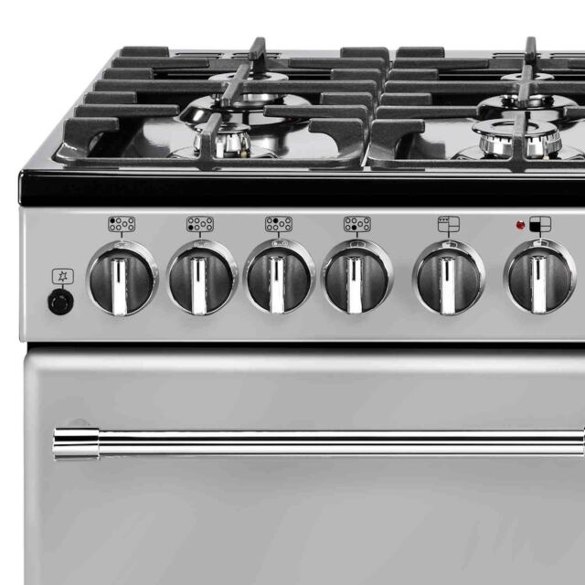 Belling 444444146  110DFT 110cm Dual Fuel Rangecooker with Double Oven and Gas Hob - Silver