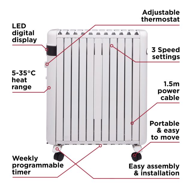 Black And Decker BXRA43016GB 1.5Kw Digital Oil Free Radiator 24Hr Timer 