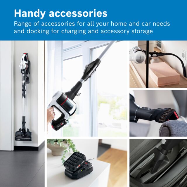 Bosch BCS712GBKIT Unlimited 7 BCS712GB Cordless Vacuum Cleaner - 80 minutes run time - White & Black PLUS Battery