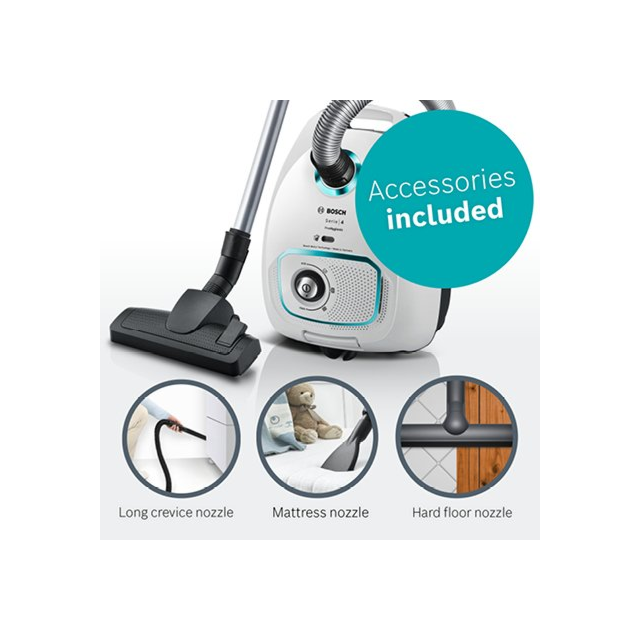 Bosch BGBS4HYGGB Serie 4 ProHygienic 600W 4.5kg Cylinder Vacuum Cleaner - White