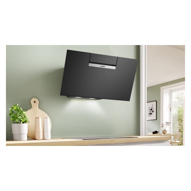 Bosch DWK87FN60B 80Cm Wide Wall Mounted Clear Glass Cooker Hood - Black