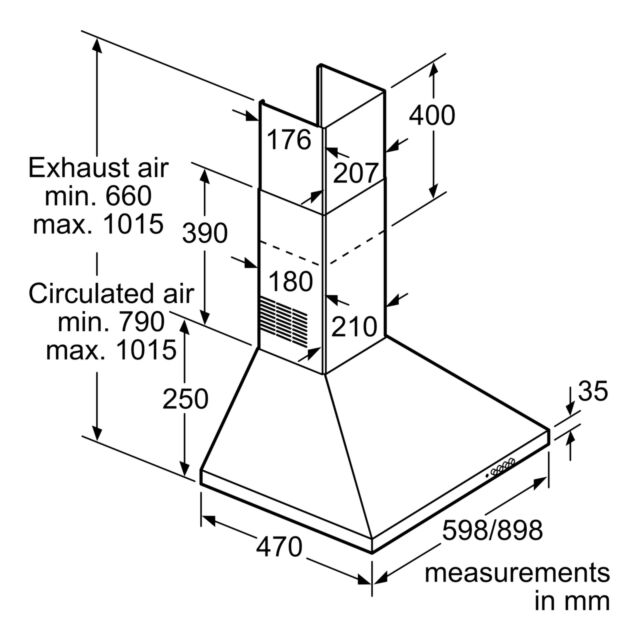 Bosch DWP64CC50M 60cm wide Pyramid shaped Chimney Hood