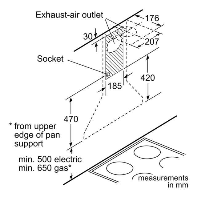 Bosch DWP64CC50M 60cm wide Pyramid shaped Chimney Hood