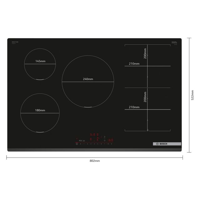 Bosch PXV831HC1E 80cm Surface Mount Induction Hob - Black