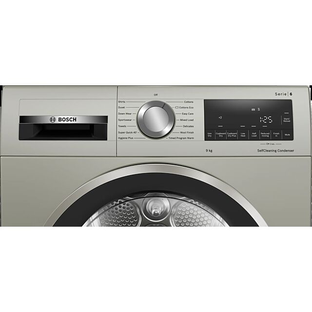 Bosch WQG245S9GB 9kg Heat Pump Tumble Dryer - Silver Inox