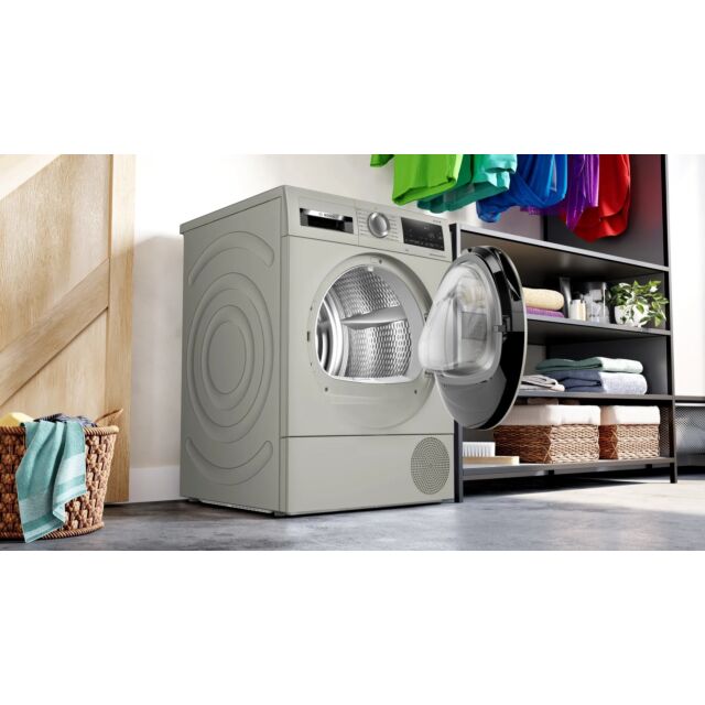 Bosch WQG245S9GB 9kg Heat Pump Tumble Dryer - Silver Inox