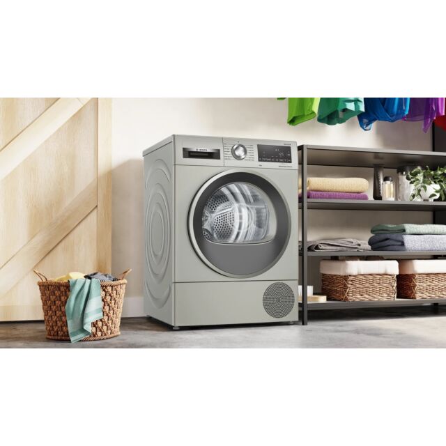 Bosch WQG245S9GB 9kg Heat Pump Tumble Dryer - Silver Inox