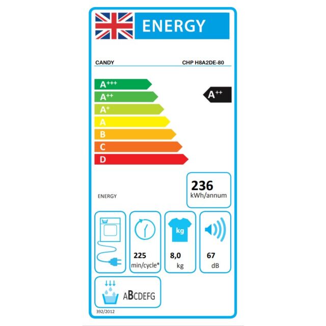 Candy CHPH8A2DE 8Kg Heat Pump Tumble Dryer - White A++