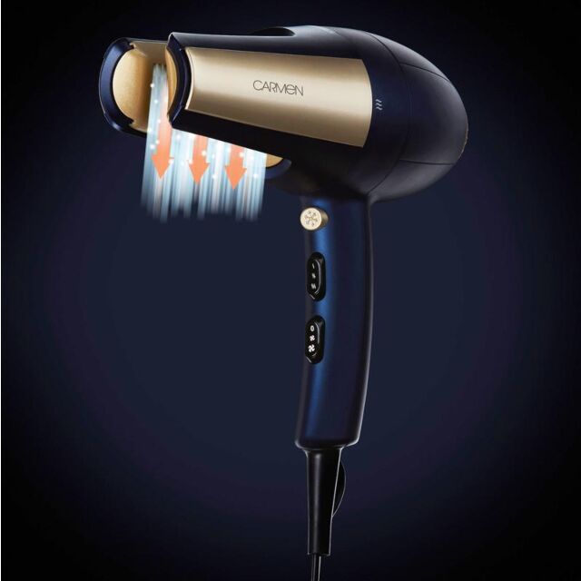 Carmen C81109BCBF Vortex 360 Twist Hairdryer - Blue and Champagne Gold