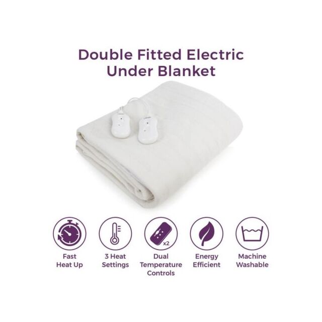 Carmen C81145 Double Fitted Dual Control Heated Under Blanket