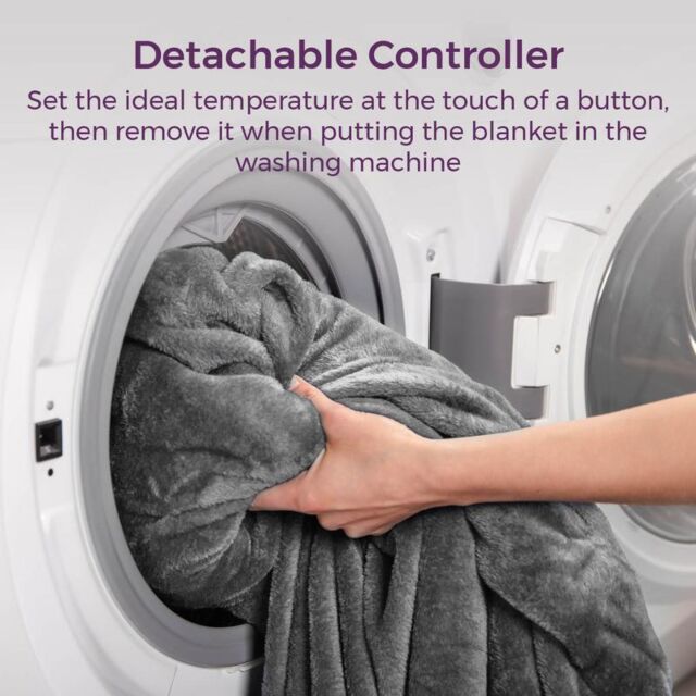 Carmen C81149GRY Heated Wearable Washable Blanket