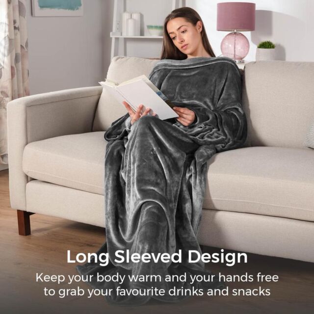 Carmen C81149GRY Heated Wearable Washable Blanket
