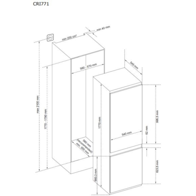 CDA CRI771 Fridge Freezer 70/30 Integrated Model