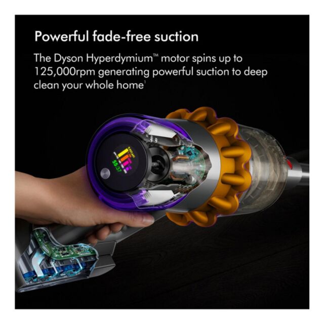 Dyson V15TOTALCLEAN23 Cordless Stick Vacuum Cleaner - 60 Minutes Run Time - Black