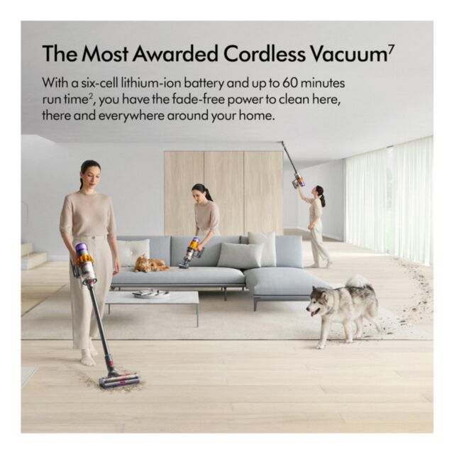 Dyson V15TOTALCLEAN23 Cordless Stick Vacuum Cleaner - 60 Minutes Run Time - Black
