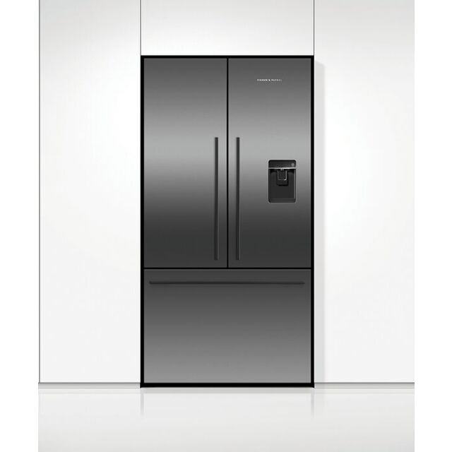 Fisher And Paykel RF540ADUB7 Freestanding French Door Refrigerator Freezer, 90cm with Ice & Water - Black Steel