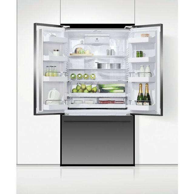 Fisher And Paykel RF540ADUB7 Freestanding French Door Refrigerator Freezer, 90cm with Ice & Water - Black Steel
