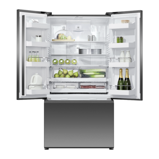 Fisher And Paykel RF540ANUB6 90cm Wide Freestanding French Door Fridge Freezer with Ice and Water