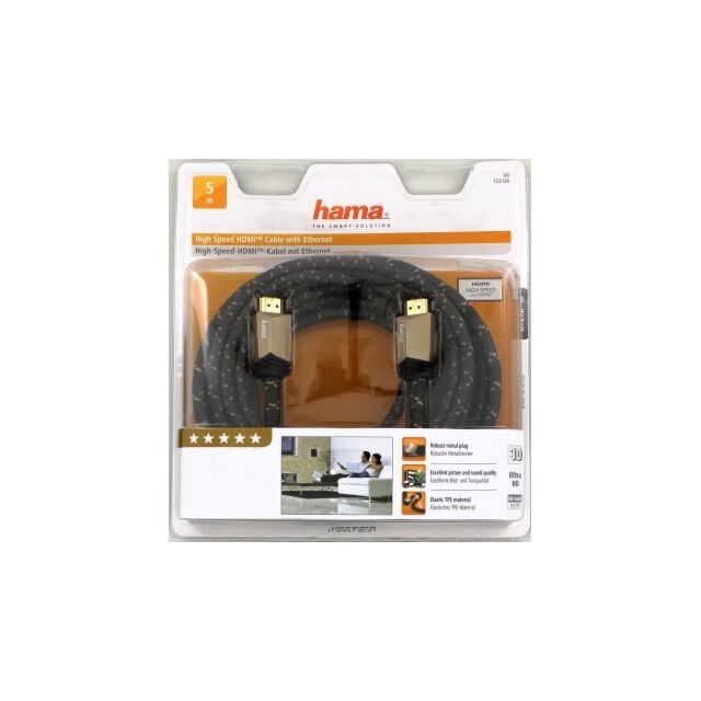 Hama 00122126 HS HDMI PLG-PLG FERR MTL ETHR 5M 5x
