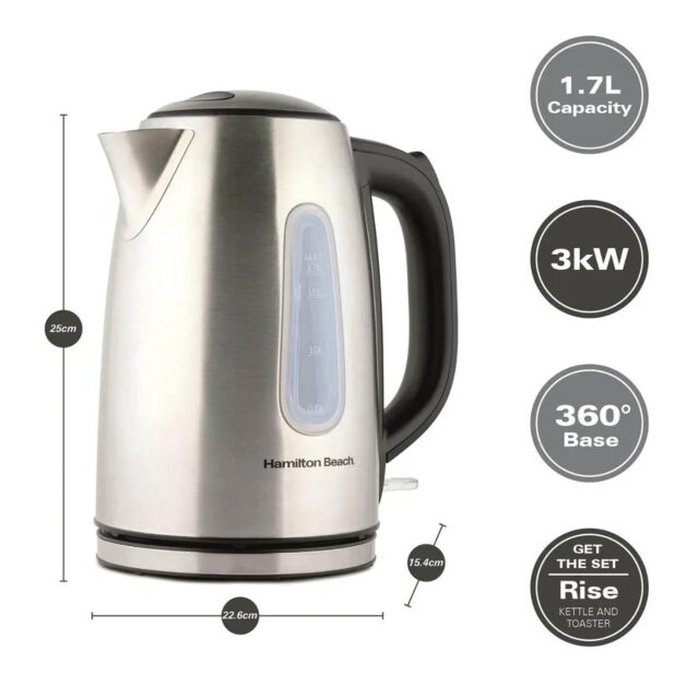 Hamilton Beach HB01402B 1.7L Brushed Rise Jug Kettle